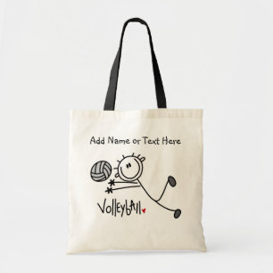 Custom Stick Figure Male Volleyball Tote  Bag
