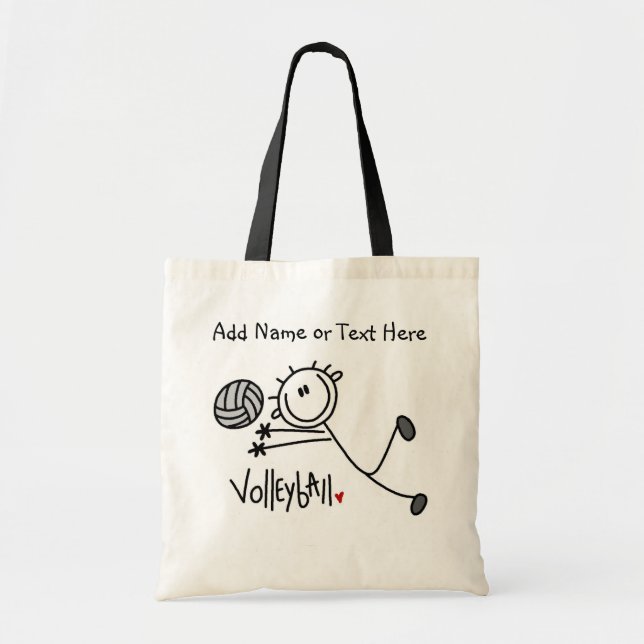 Custom Stick Figure Male Volleyball Tote  Bag (Front)