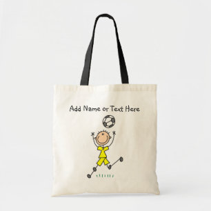 Custom Stick Figure Yellow Soccer Player  Bag