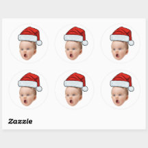 Custom Sticker Baby Face Photo Santa Hat Christmas
