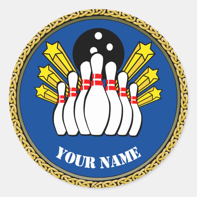 Custom sticker Bowling - Add Name - Blue (Front)