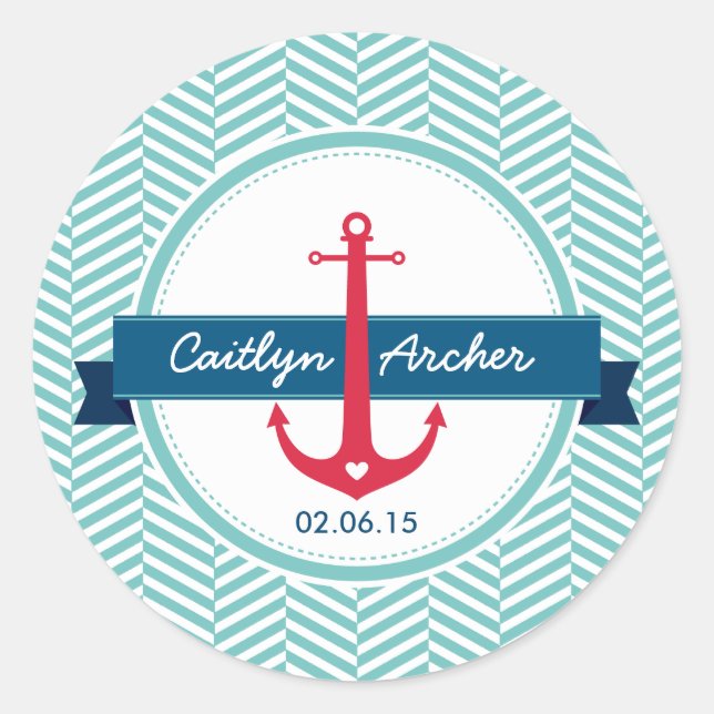 CUSTOM STICKER modern nautical anchor monogram (Front)