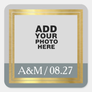 custom sticker . photo with couple's names