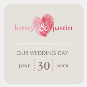 CUSTOM STICKER SEAL cute wedding fingerprint heart