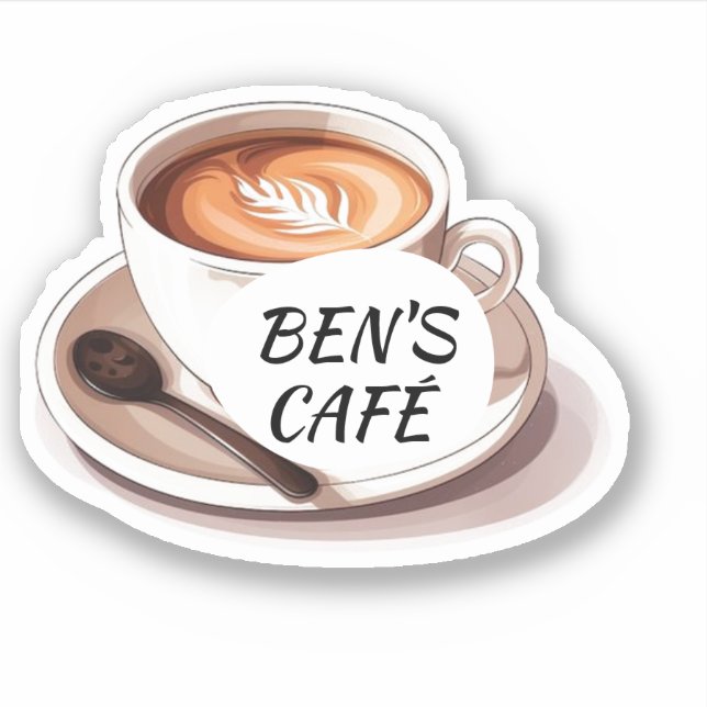 Custom Stickers Coffee Cup and Beans Logo (Front)