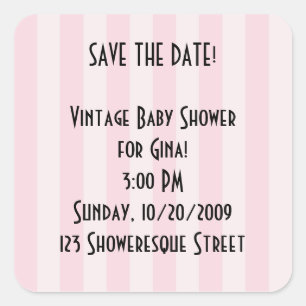 Custom Stickers -Retro Save the Date! Pink Stripe