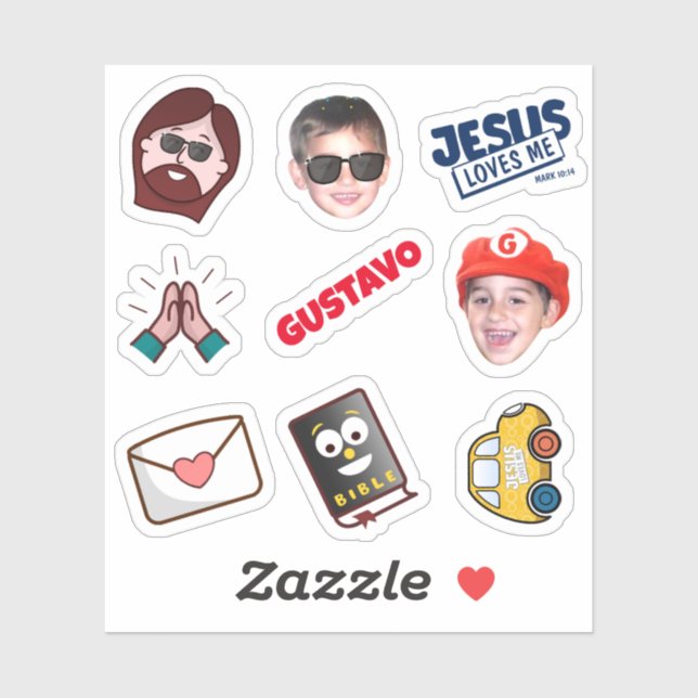 Custom stickers with photo and name (Sheet)