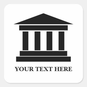 Custom stickers with roman courthouse logo
