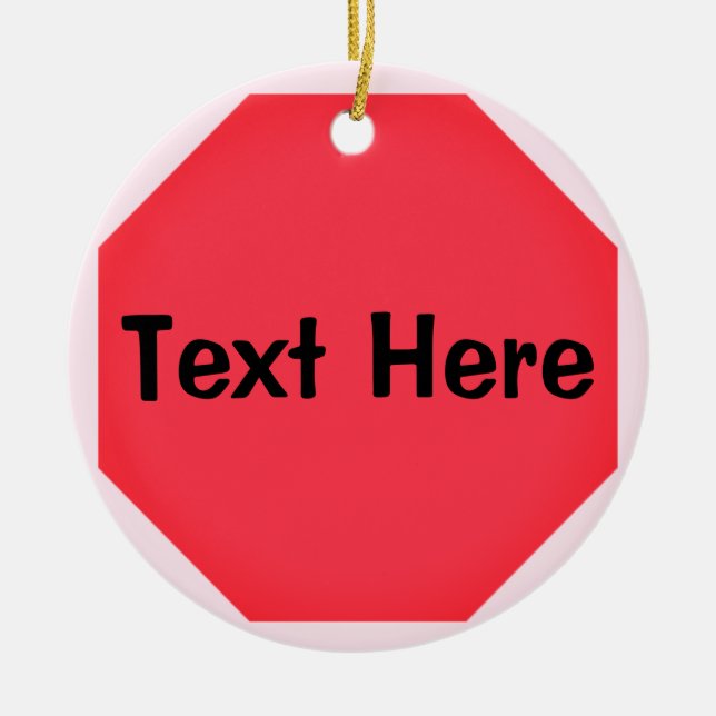 Custom Stop Sign Emoji Ceramic Tree Decoration (Front)