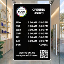 Custom Store Opening Hours Sign - Logo + QR Code