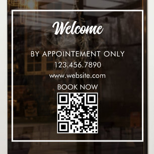 Custom Storefront QR Code Business Hours Welcome Window Cling