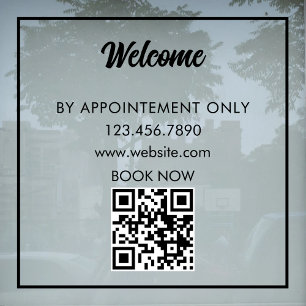 Custom Storefront QR Code Business Hours Welcome Window Cling