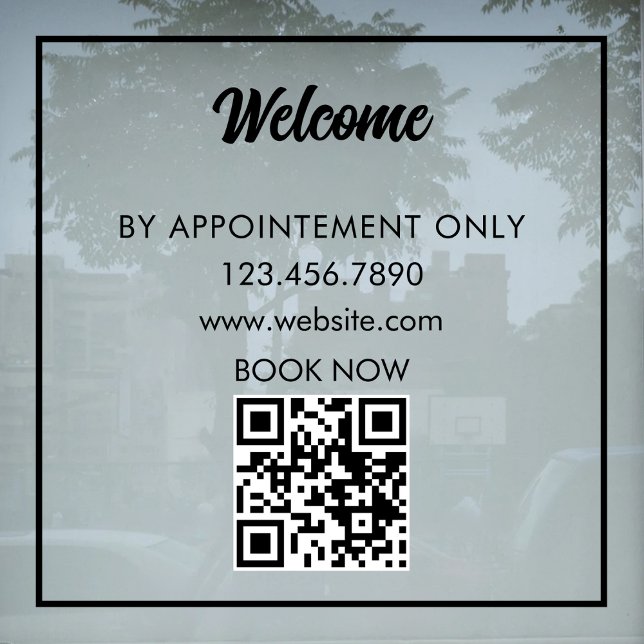 Custom Storefront QR Code Business Hours Welcome Window Cling (Creator Uploaded)