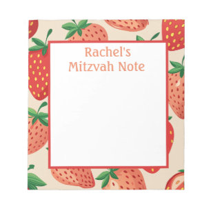 Custom Strawberries Girl's Mitzvah Notes Notepad