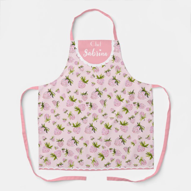 Custom Strawberry Apron - Berry Sweet Cooking Gift (Front)