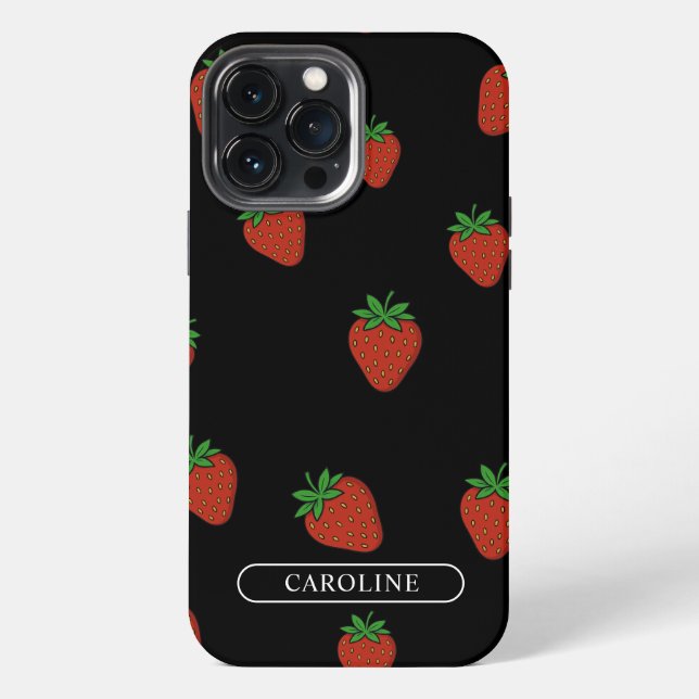 Custom Strawberry Black iPhone Case (Back)