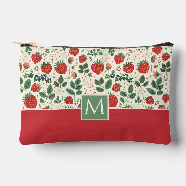 Custom Strawberry  Design Accessory Pouch (Front)