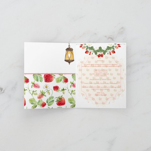 Custom Strawberry Flat Card (Inside)