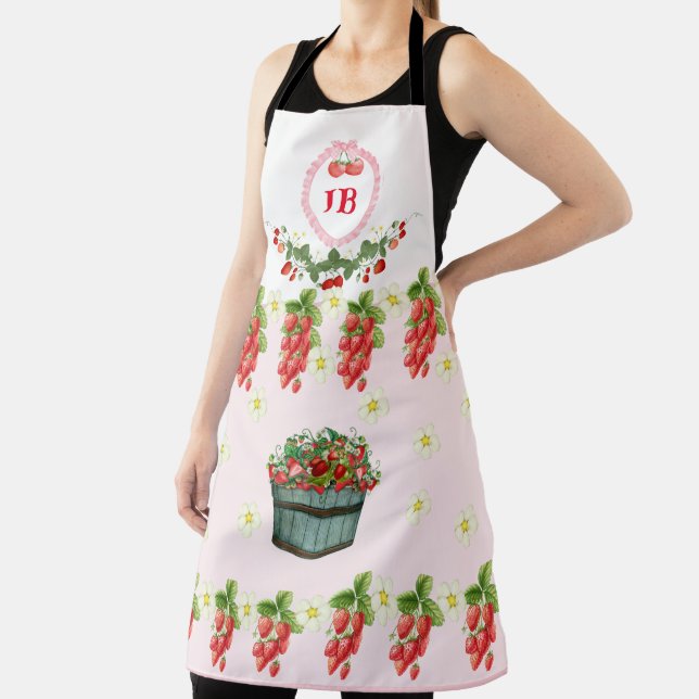 Custom Strawberry Monogrammed Apron – Personalised (Insitu)