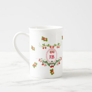 Custom Strawberry Monogrammed Bone China Mug