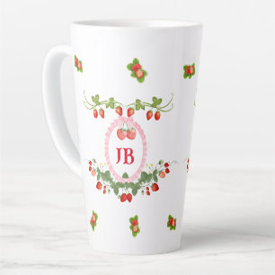 Custom Strawberry Monogrammed Latte Mug