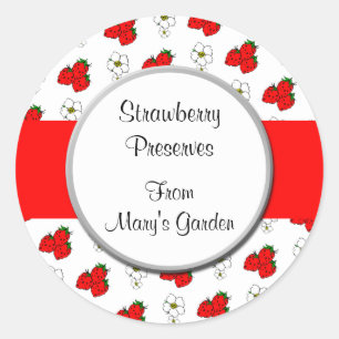 Custom Strawberry Pattern Canning Sticker
