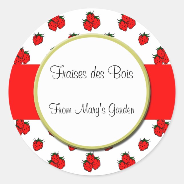 Custom Strawberry Pattern Canning Sticker (Front)