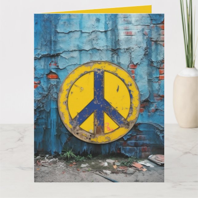 Custom Street Graffiti Peace Sign Blue Yellow  Card (Front)
