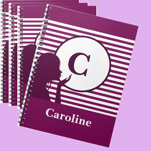Custom Stripe Pattern Modern Monogram Colourful Notebook