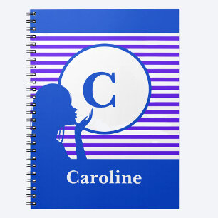 Custom Stripe Pattern Modern Monogram Colourful Notebook