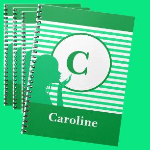 Custom Stripe Pattern   Modern Monogram Colourful Notebook