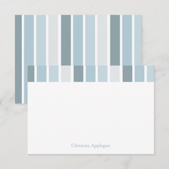 Custom Striped Blue Baby Boy Shower Thank You Card (Front/Back)