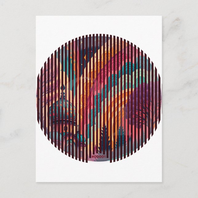 Custom Striped Circle Fantasy Postcard (Front)