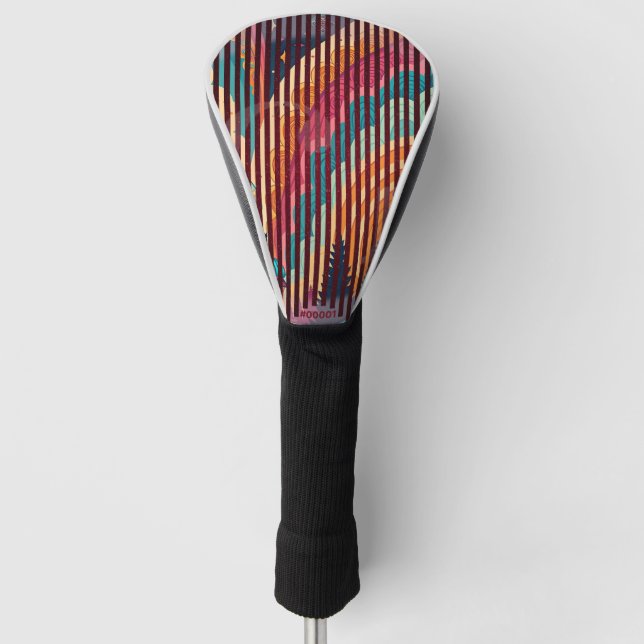 Custom Striped Fantasy Driver Golf Head Cover (Front)