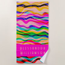 Custom Striped Grunge Waves Colourful Abstract Cut