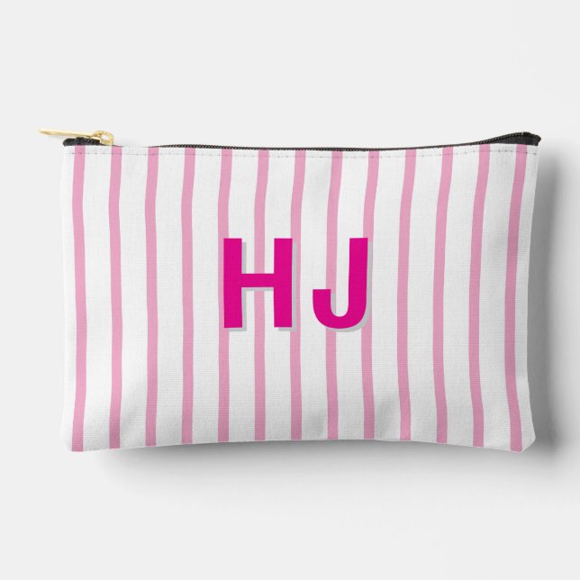 Custom Striped Name Beach Bachelor Party Travel Accessory Pouch (Front)