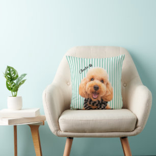 Custom Striped Pet Dog Mum With Photo and Name Cushion