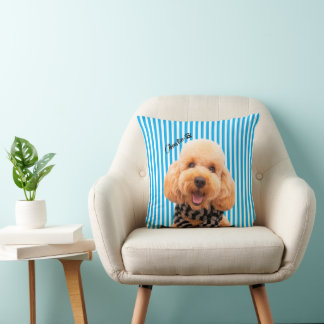 Custom Striped Pet Dog Mum With Photo and Name Cushion