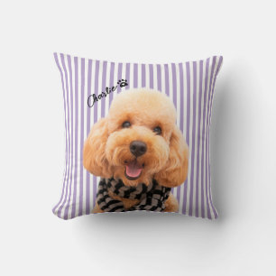 Custom Striped Pet Dog Mum With Photo and Name Cushion