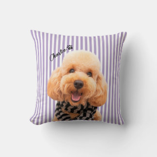 Custom Striped Pet Dog Mum With Photo and Name Cushion