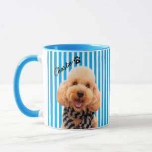 Custom Striped Pet Mug with Photo and Name Dog Mum