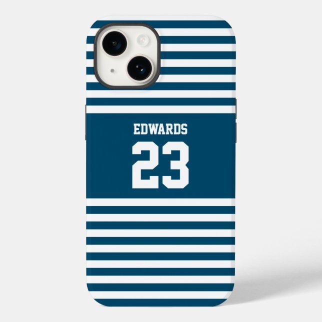 Custom Striped Sports Numbered With Name Case-Mate iPhone Case (Back)
