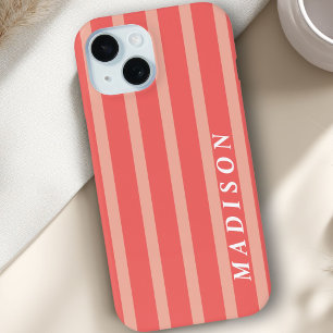 Custom Stripes Coral iPhone 15 Case