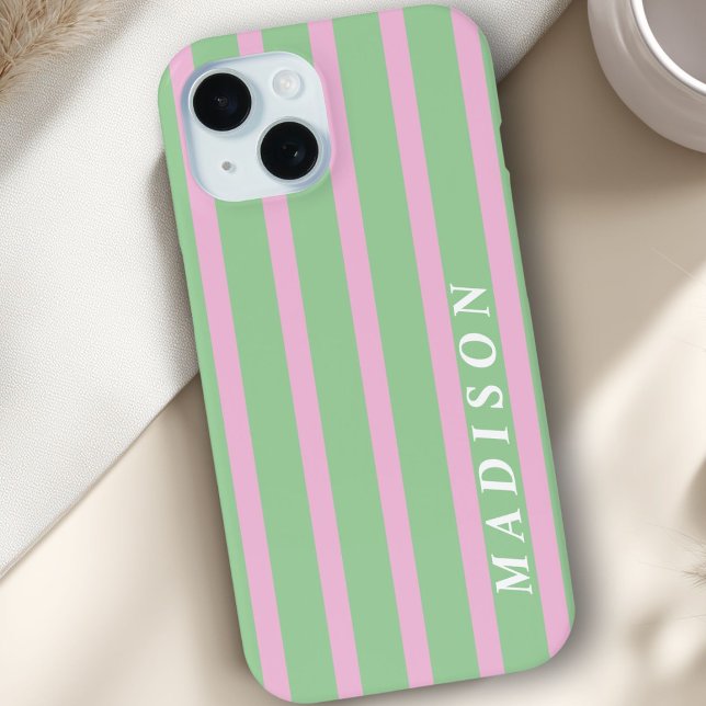 Custom Stripes Green Pink  Case-Mate iPhone Case (Custom Stripes Green Pink Case-Mate iPhone Case)