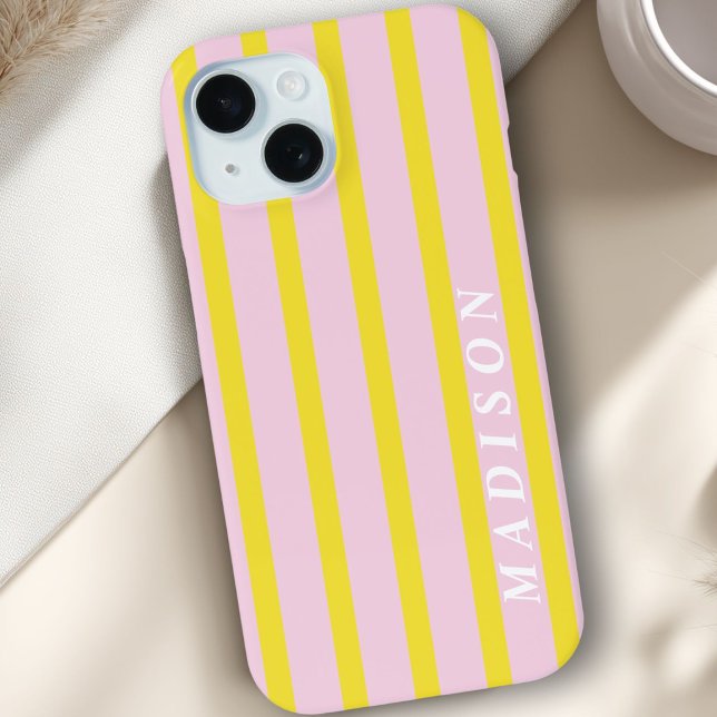 Custom Stripes Yellow Pink Case-Mate iPhone Case (Custom Stripes Yellow Pink Case-Mate iPhone Case)