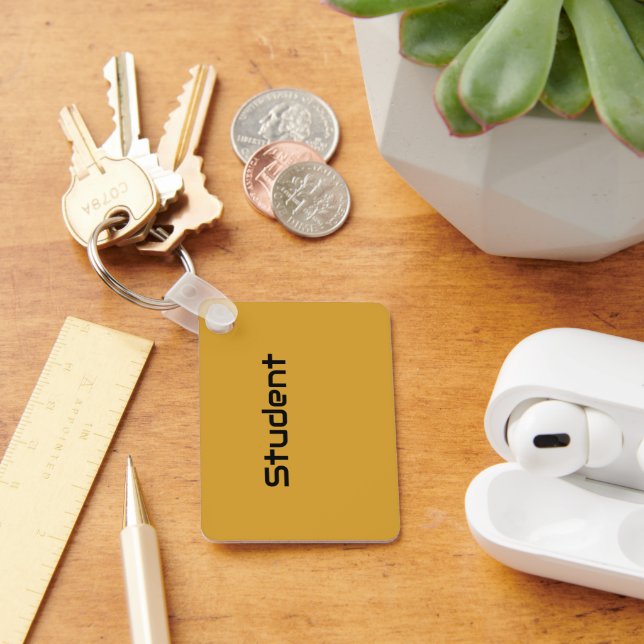 Custom Student Black Text Colour Aluminium Rectang Key Ring (Desk)
