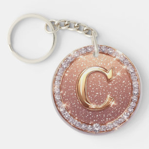 Custom Style Monogram C Letter Gift Idea Key Ring