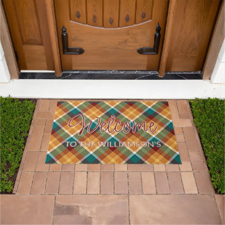 Custom Stylish Autumn Colours Plaid Tartan Pattern Doormat