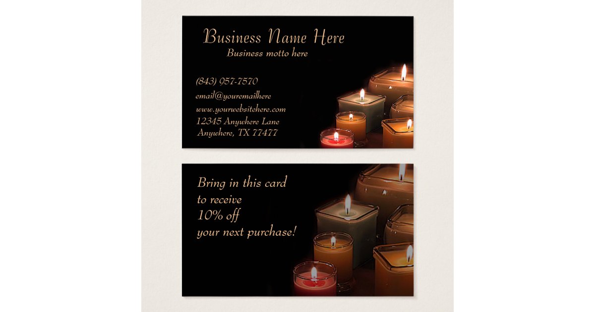 Custom Stylish Black Candles Business Cards Zazzle.co.uk