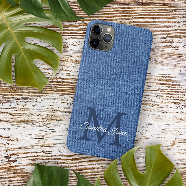 Custom Stylish Blue Jeans Denim Name On iPhone Case (Creator Uploaded)